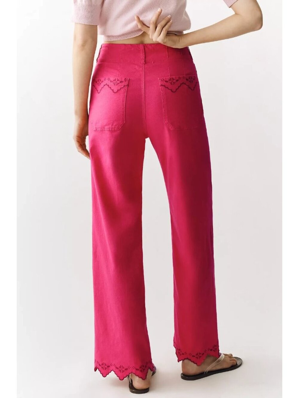 Anthropologie  Colette Lace Trim Full-Length Wide-Leg Trousers by Maeve 28
